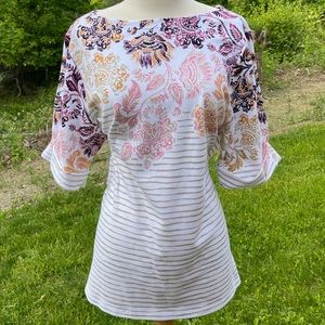 NWT Karen Scott Elbow sleeve Boatneck Top tee tunic size 1X 14W 16W Cruise